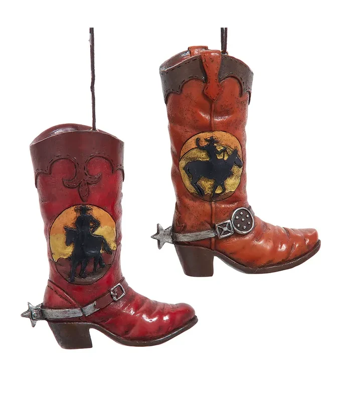 Kurt S. Adler - Western Boot Ornaments, 2 Assorted