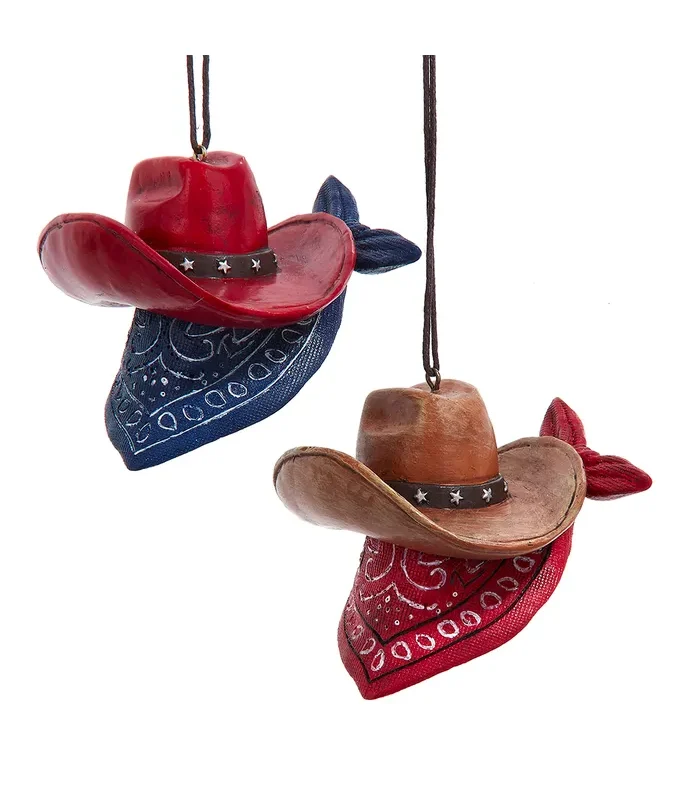 Kurt S. Adler - Western Cowboy Hat Ornaments, 2 Assorted