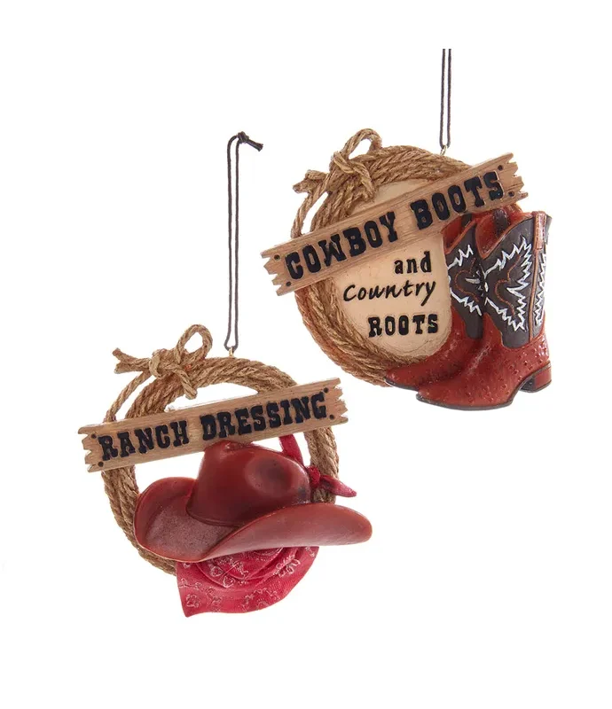 Kurt S. Adler - Western Lariat Ornaments, 2 Assorted