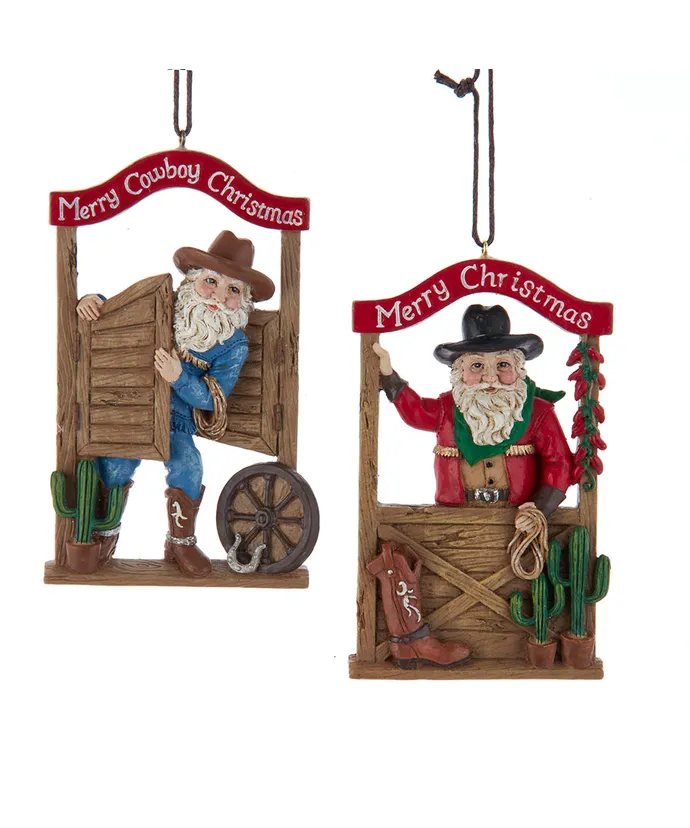 Kurt S. Adler - Western Santa Gate Ornaments, 2 Assorted
