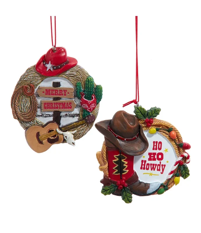 Kurt S. Adler - Western Sign Ornaments, 2 Assorted