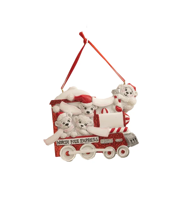 Kurt S. Adler - North Pole Express Bear Family Of 4 Ornament For Personalization