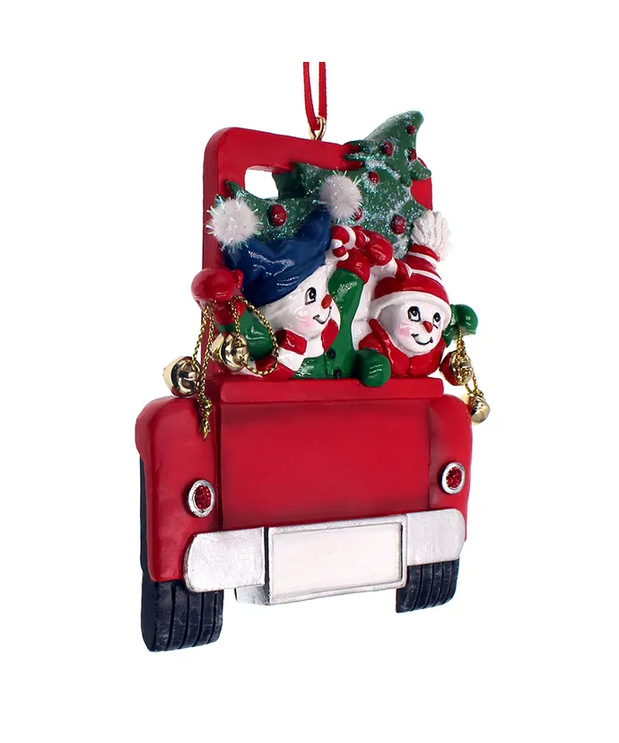 Kurt S. Adler - Snowman Family Of 2 On Truck Ornament For Personalization - Image 2