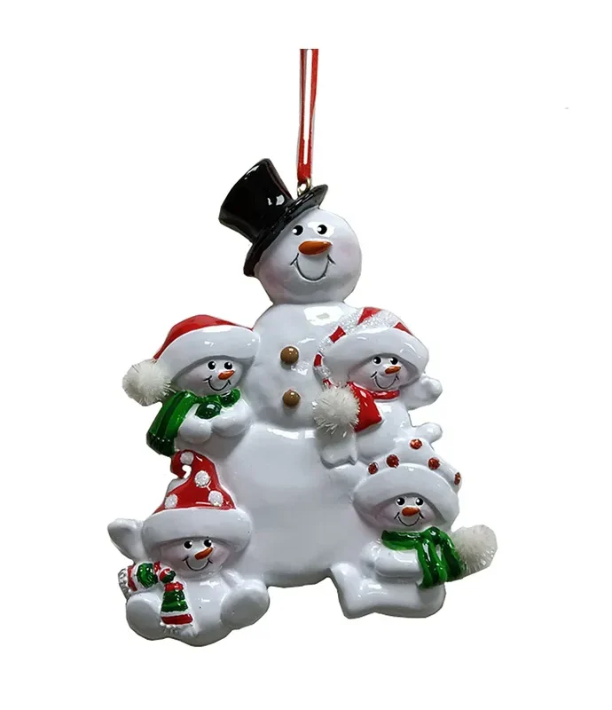 Kurt S. Adler - Snowman Family With Snowman Family Of 4 Ornament For Personalization