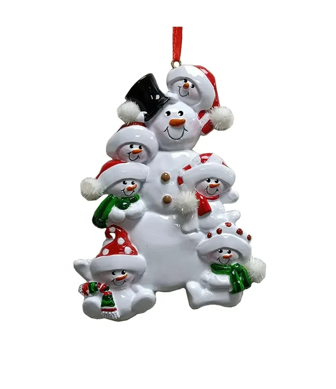 Kurt S. Adler - Snowman Family With Snowman Family Of 6 Ornament For Personalization