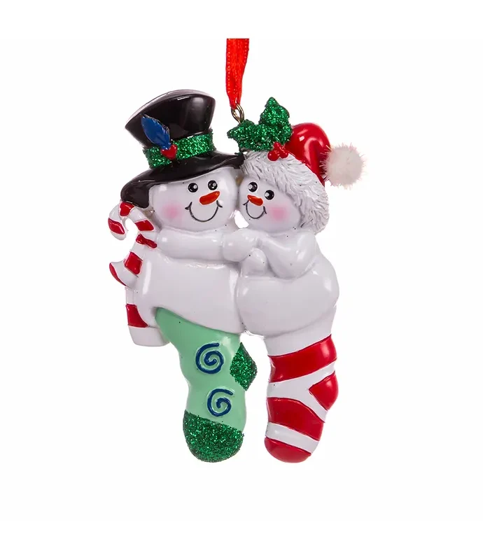 Kurt S. Adler - Snowman Stocking Family Of 2 Ornament For Personalization
