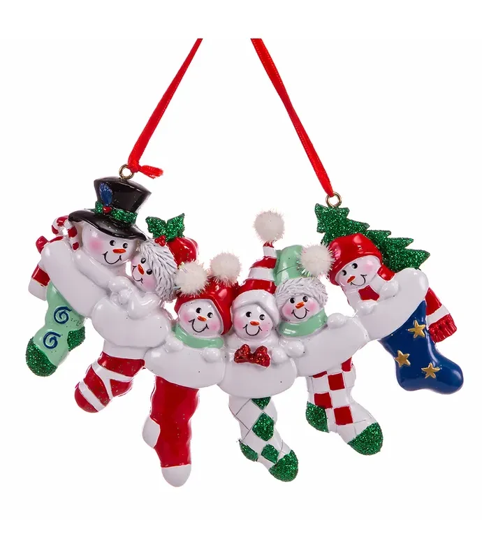 Kurt S. Adler - Snowman Stocking Family Of 6 Ornament For Personalization