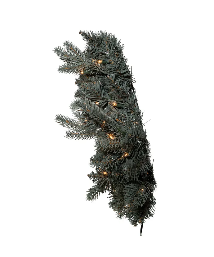 Kurt S. Adler - 18" Battery-Operated Pre-Lit Warm White Cluster LED Blue Spruce Wreath - Multicolored - Image 2