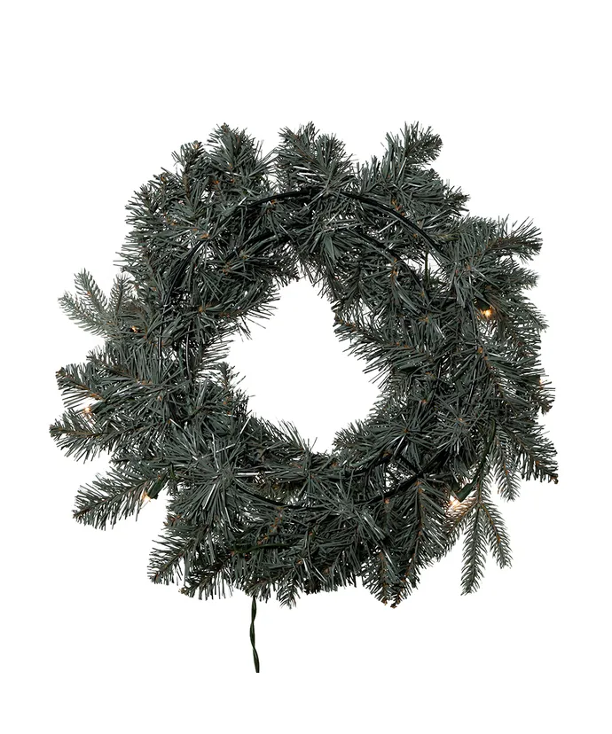 Kurt S. Adler - 18" Battery-Operated Pre-Lit Warm White Cluster LED Blue Spruce Wreath - Multicolored - Image 3