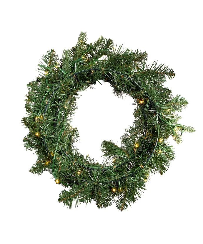 Kurt S. Adler - 18" Battery-Operated Pre-Lit Warm White Cluster LED Noble Fir Wreath - Multicolored - Image 3