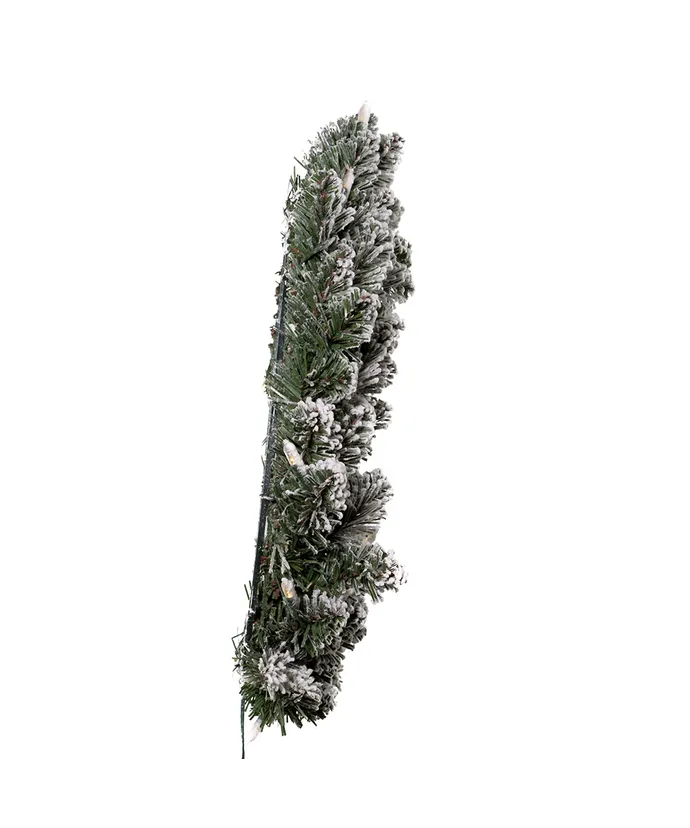 Kurt S. Adler - 18" Battery-Operated Pre-Lit Warm White LED Snow Pine Wreath - Multicolored - Image 2
