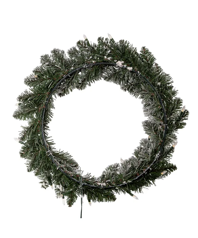 Kurt S. Adler - 18" Battery-Operated Pre-Lit Warm White LED Snow Pine Wreath - Multicolored - Image 4