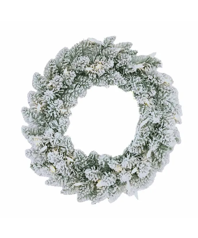Kurt S. Adler - 18" Battery-Operated Pre-Lit Warm White LED Snow Pine Wreath - Multicolored