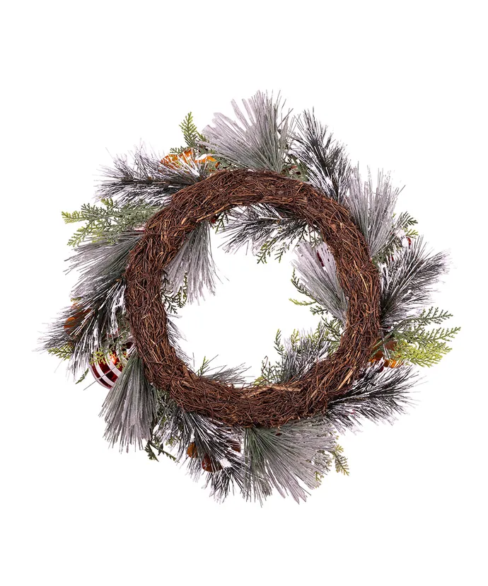 Kurt S. Adler - 20" Un-Lit Gingerbread Flocked Green Wreath - Multicolored - Image 3