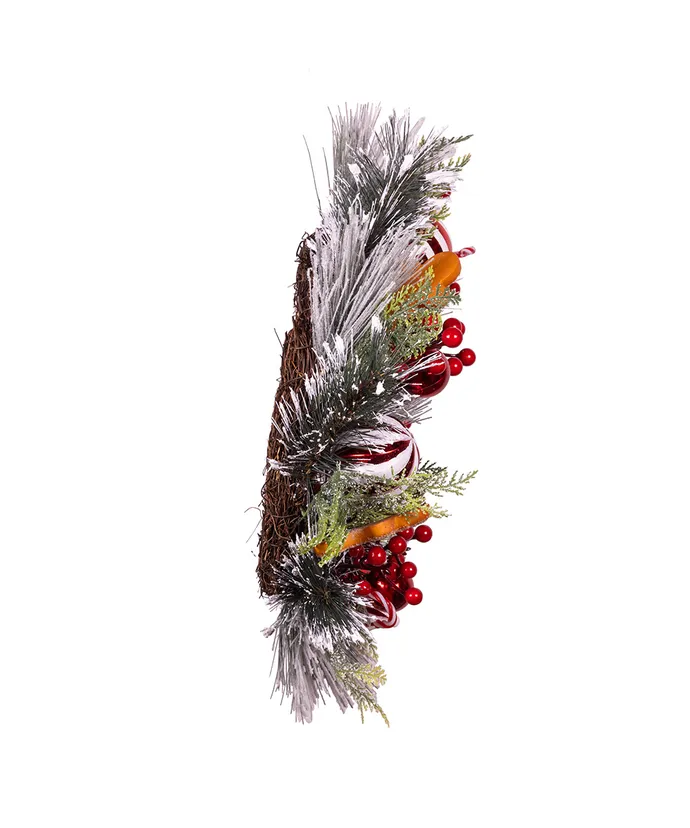 Kurt S. Adler - 20" Un-Lit Gingerbread Flocked Green Wreath - Multicolored - Image 4