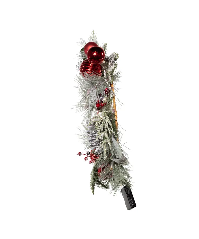 Kurt S. Adler - 22" Battery-Operated Pre-Lit Warm White LED Silver Decorated Wreath - Multicolored - Image 2