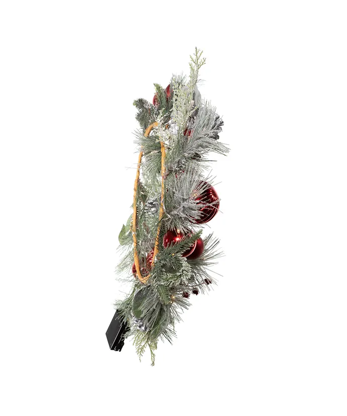 Kurt S. Adler - 22" Battery-Operated Pre-Lit Warm White LED Silver Decorated Wreath - Multicolored - Image 3