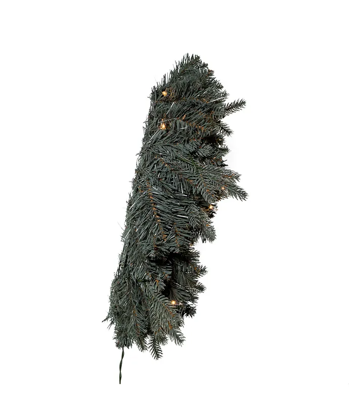 Kurt S. Adler - 24" Battery-Operated Pre-Lit Clear Incandescent Blue Spruce Wreath - Multicolored - Image 3