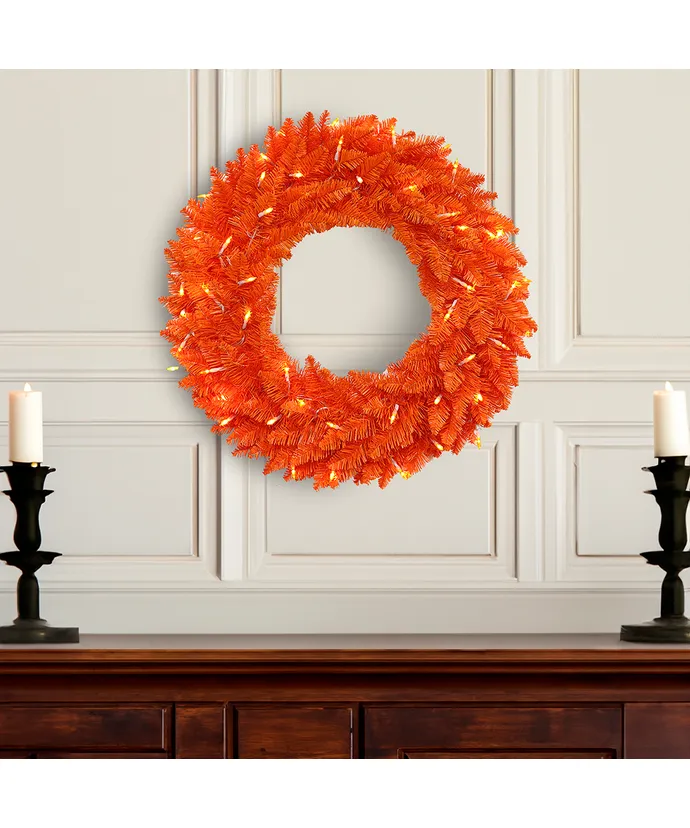 Kurt S. Adler - 24" Battery Operated Pre-Lit Orange Wreath - Multicolored - Image 2