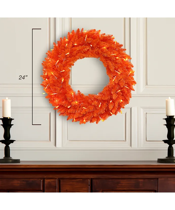 Kurt S. Adler - 24" Battery Operated Pre-Lit Orange Wreath - Multicolored - Image 3