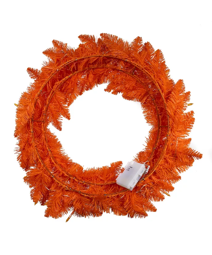 Kurt S. Adler - 24" Battery Operated Pre-Lit Orange Wreath - Multicolored - Image 6