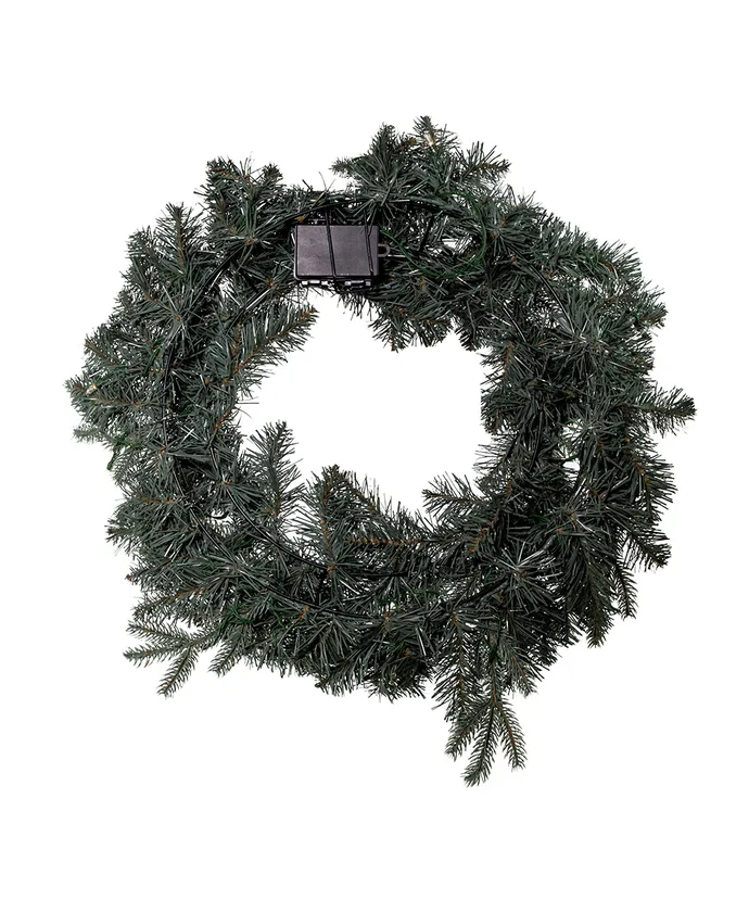 Kurt S. Adler - 24" Battery-Operated Pre-Lit Warm White Cluster LED Blue Spruce Wreath - Multicolored - Image 3