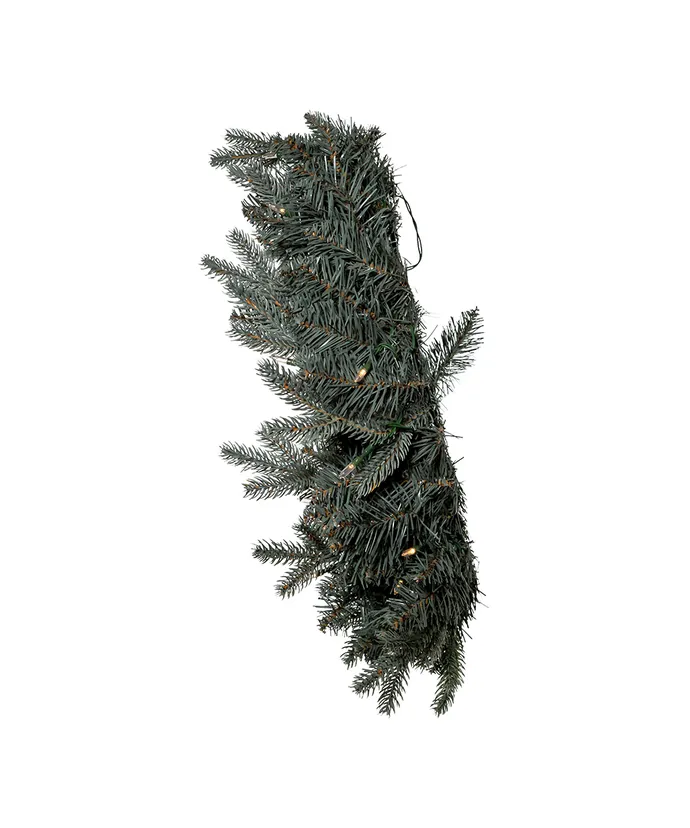 Kurt S. Adler - 24" Battery-Operated Pre-Lit Warm White Cluster LED Blue Spruce Wreath - Multicolored - Image 4