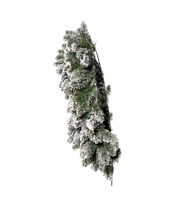Kurt S. Adler - 24" Battery-Operated Pre-Lit Warm White LED Snow Pine Wreath - Multicolored - Image 2
