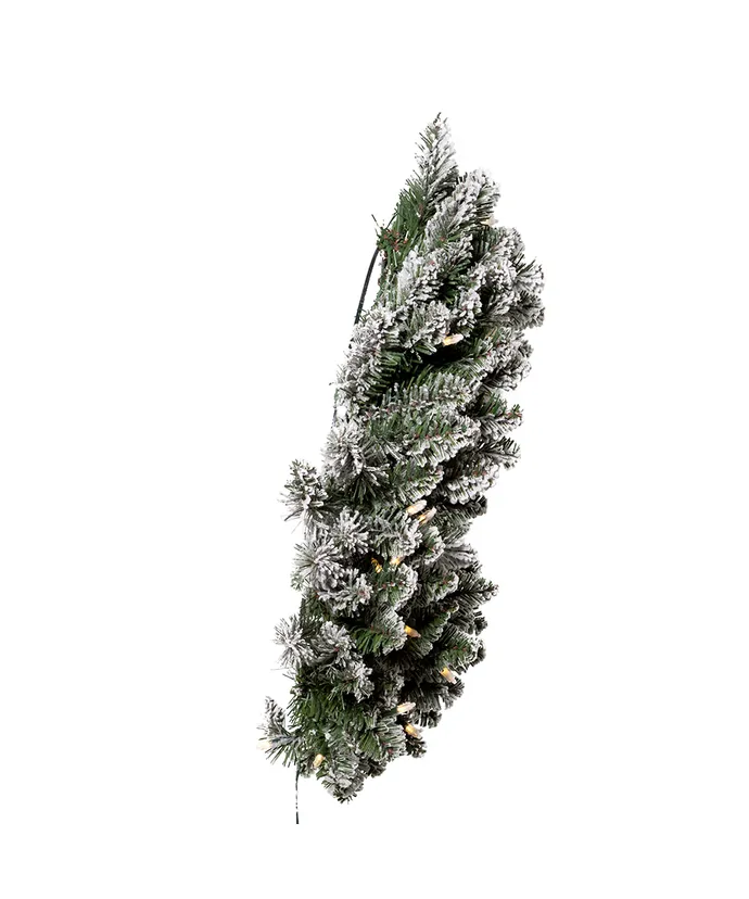 Kurt S. Adler - 24" Battery-Operated Pre-Lit Warm White LED Snow Pine Wreath - Multicolored - Image 4