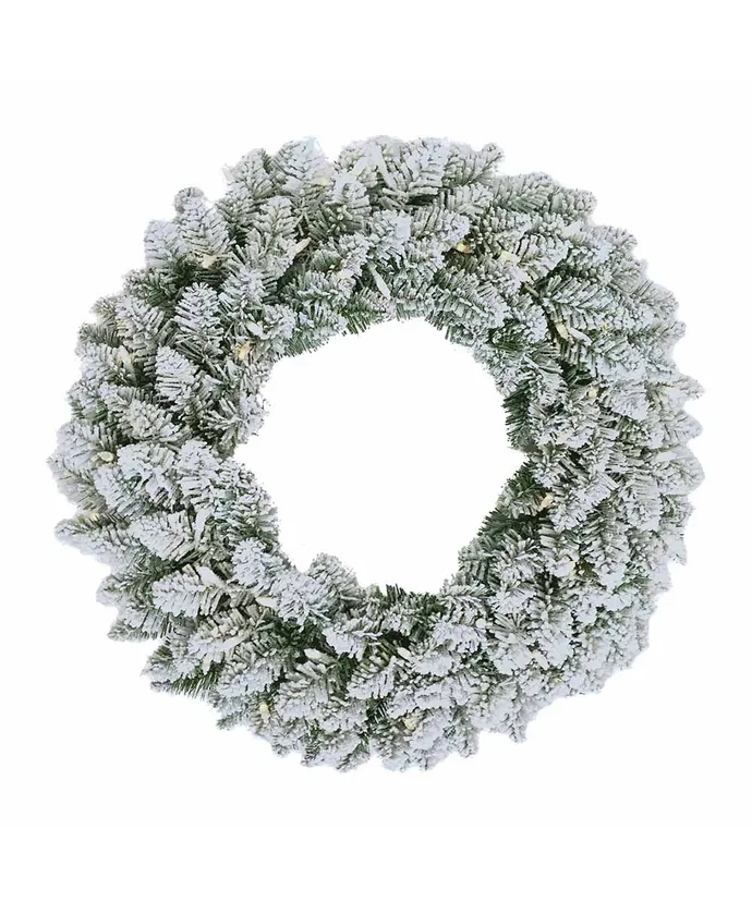 Kurt S. Adler - 24" Battery-Operated Pre-Lit Warm White LED Snow Pine Wreath - Multicolored
