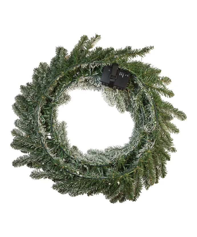 Kurt S. Adler - 24" Pre-Lit Battery Operated Warm White LED Vail Pine Wreath - Multicolored - Image 2