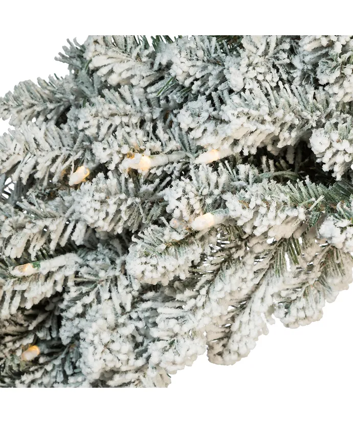 Kurt S. Adler - 24" Pre-Lit Battery Operated Warm White LED Vail Pine Wreath - Multicolored - Image 6