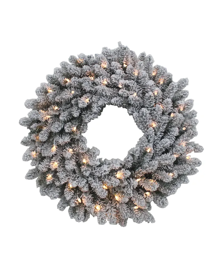 Kurt S. Adler - 24" Pre-Lit Battery Operated Warm White LED Vail Pine Wreath - Multicolored