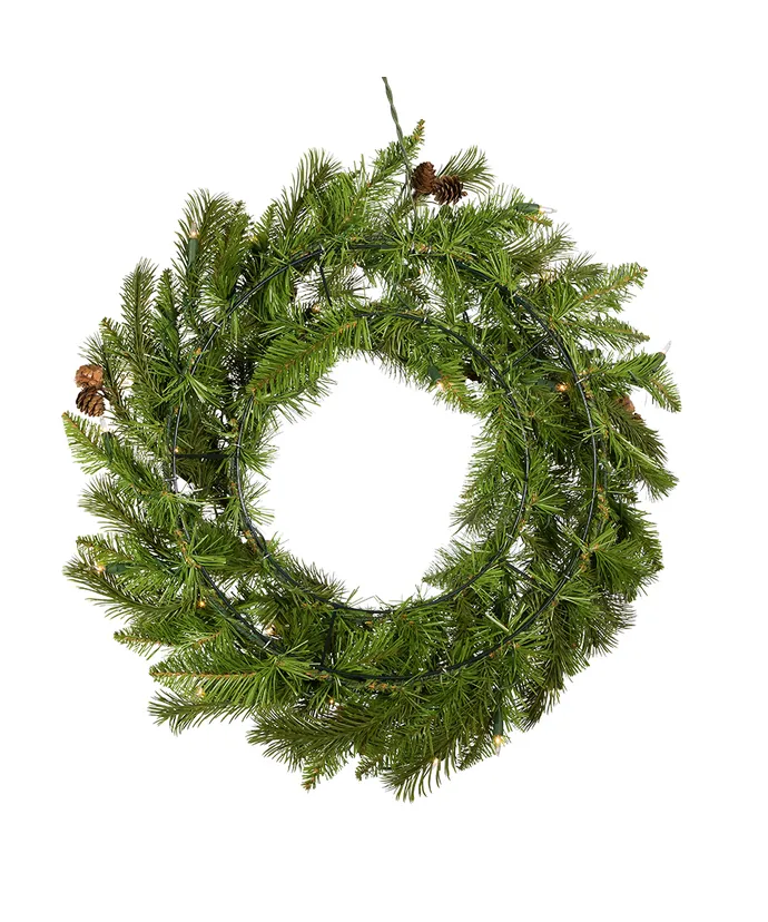Kurt S. Adler - 24" Pre-Lit Clear Incandescent Pinecone Wreath - Multicolored - Image 2
