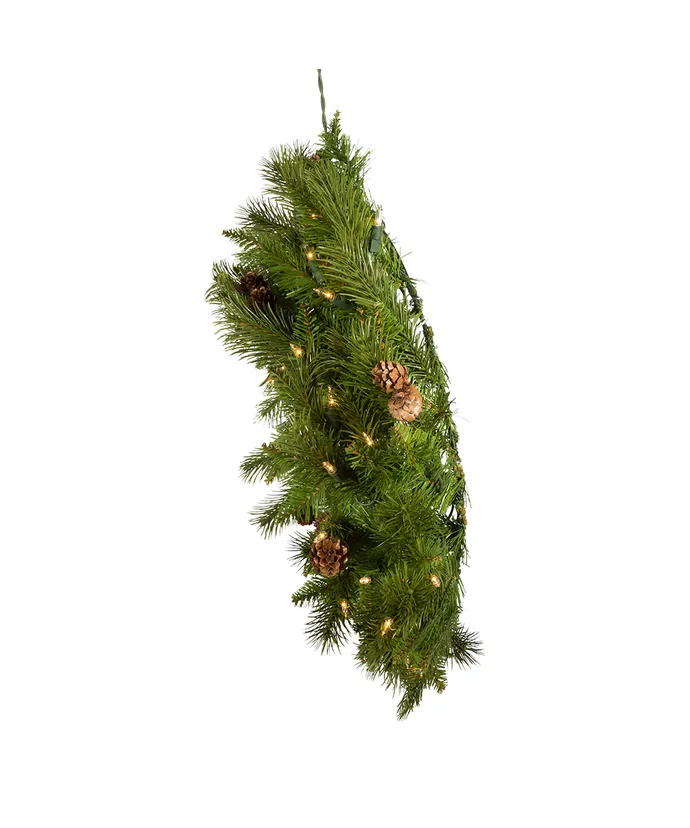 Kurt S. Adler - 24" Pre-Lit Clear Incandescent Pinecone Wreath - Multicolored - Image 4