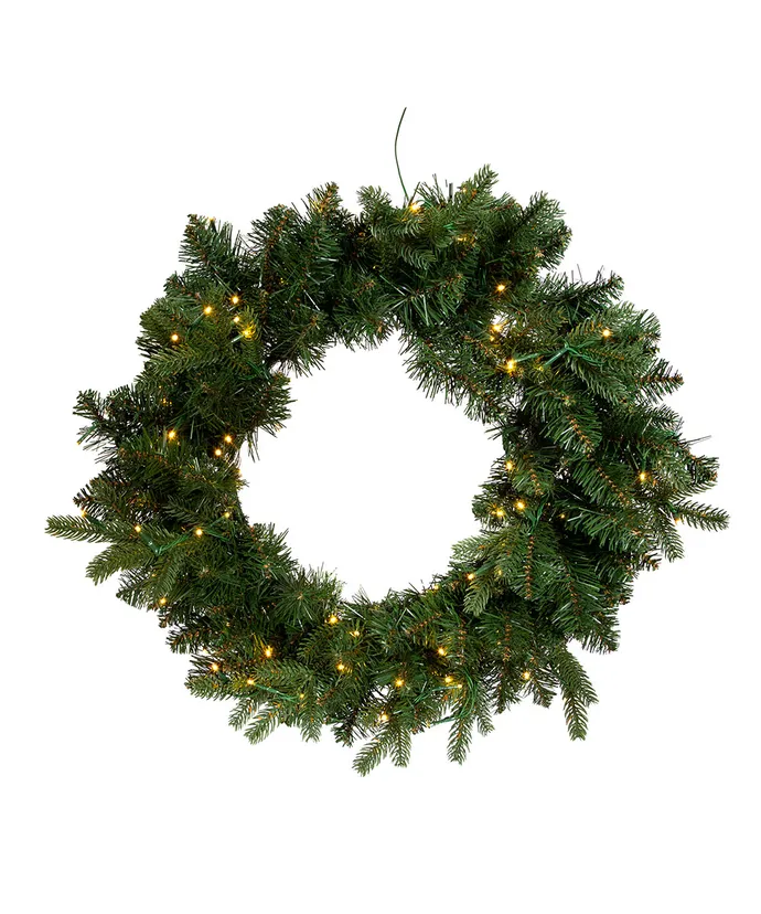 Kurt S. Adler - 24" Pre-Lit Warm White Cluster LED Noble Fir Wreath - Multicolored
