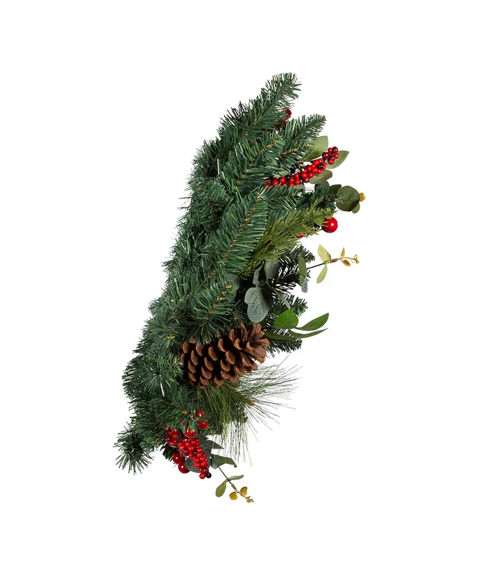 Kurt S. Adler - 24" Un-Lit Berries and Pinecone Ribbon Wreath - Multicolored - Image 3