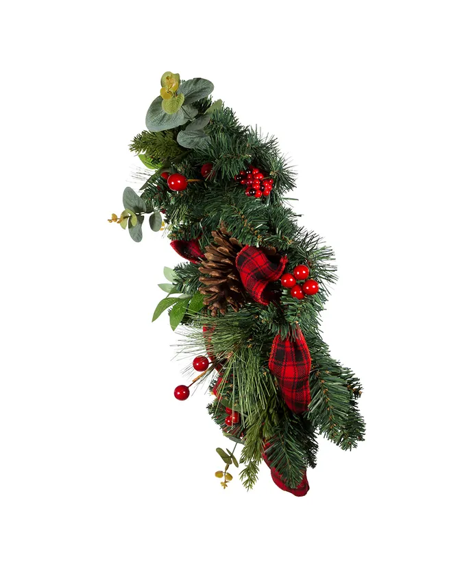 Kurt S. Adler - 24" Un-Lit Berries and Pinecone Ribbon Wreath - Multicolored - Image 4