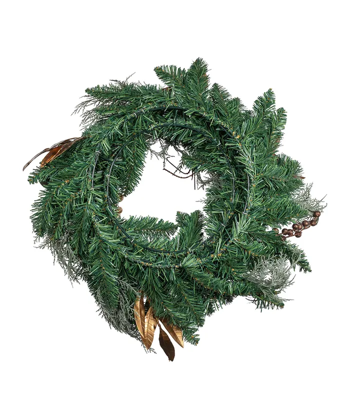 Kurt S. Adler - 24" Un-Lit Copper & Silver Balls Green Wreath - Multicolored - Image 5