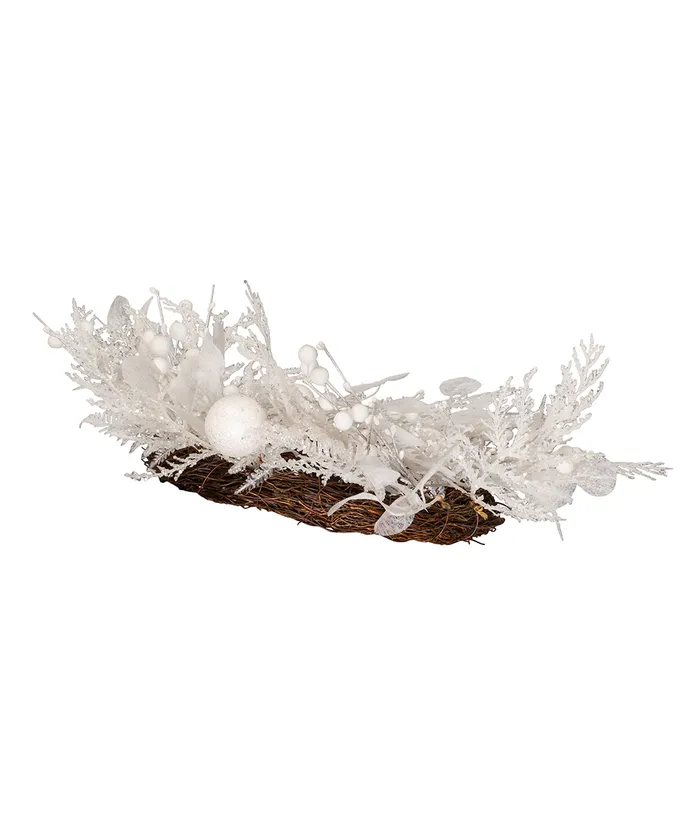 Kurt S. Adler - 24" Un-Lit Decorated White Rattan Wreath - Multicolored - Image 6