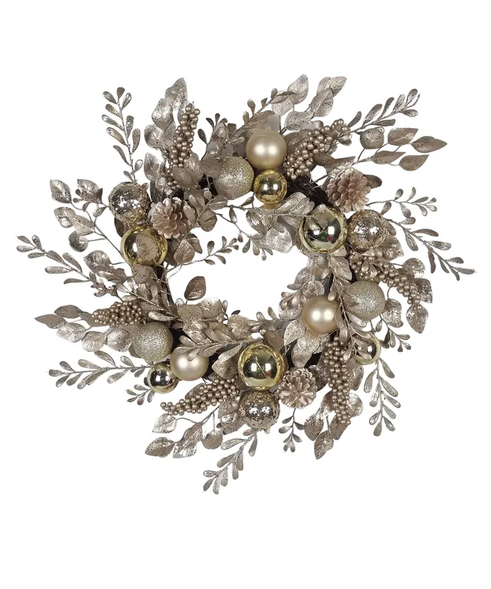 Kurt S. Adler - 24" Un-Lit Gold and Champagne Rattan Wreath - Multicolored