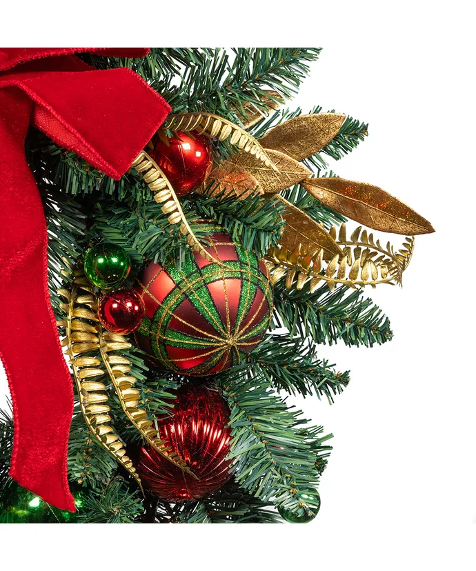 Kurt S. Adler - 24" Un-Lit Gold, Red & Green Ribbon Wreath - Multicolored - Image 2