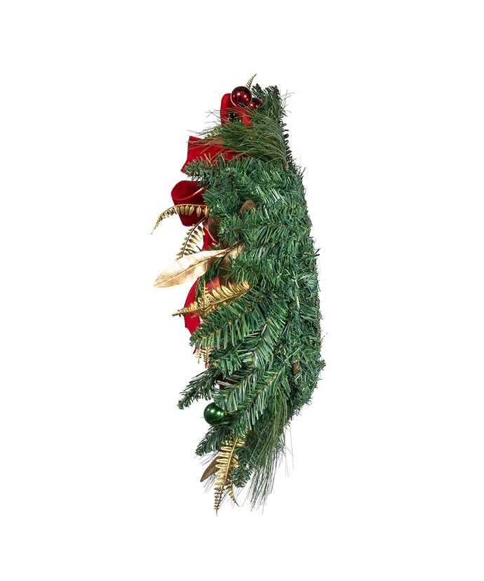 Kurt S. Adler - 24" Un-Lit Gold, Red & Green Ribbon Wreath - Multicolored - Image 5