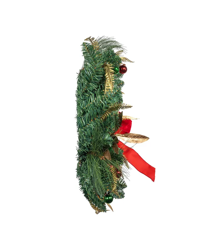 Kurt S. Adler - 24" Un-Lit Gold, Red & Green Ribbon Wreath - Multicolored - Image 7