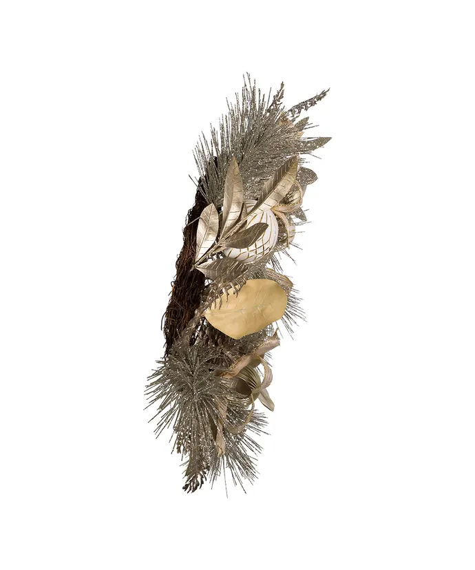 Kurt S. Adler - 24" Un-Lit Silver and Gold Champagne Rattan Wreath - Multicolored - Image 3
