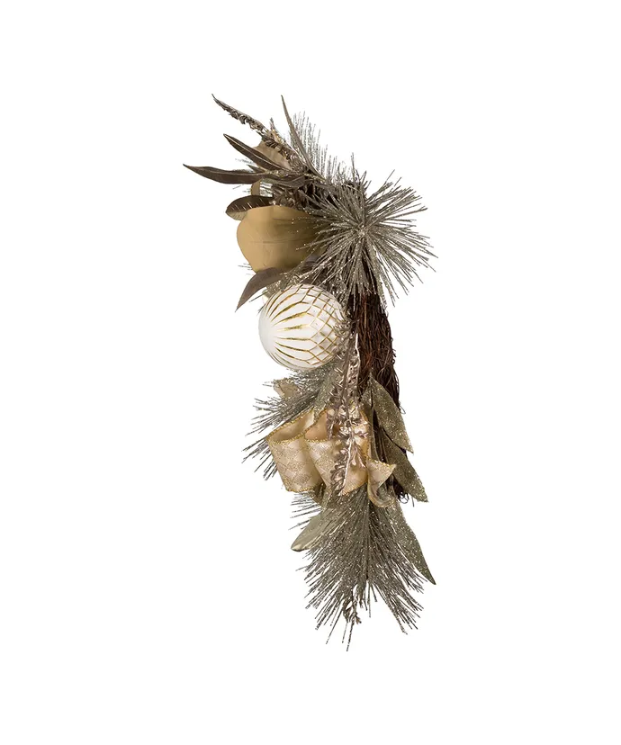 Kurt S. Adler - 24" Un-Lit Silver and Gold Champagne Rattan Wreath - Multicolored - Image 4