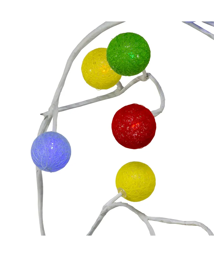Kurt S. Adler - 6' Pre-Lit Multicolored LED Cotton Ball Light White Vine Garland - Image 2