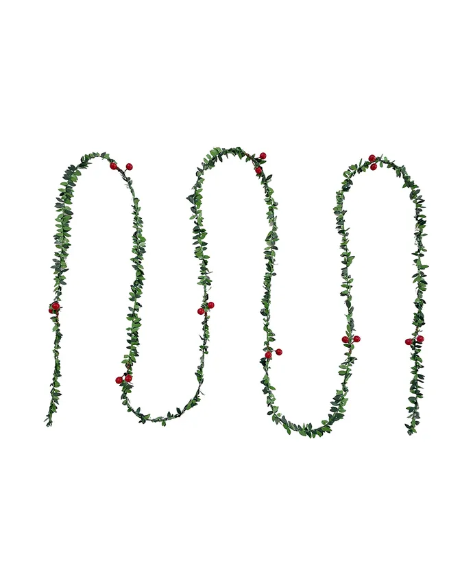 Kurt S. Adler - 9' Un-Lit Willow Leaf With Red Berries Garland