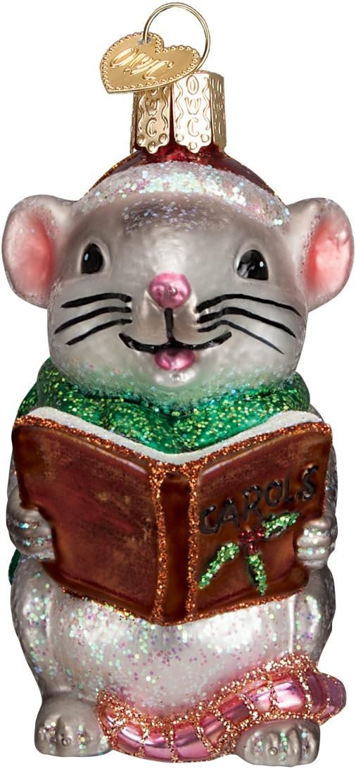 Old World Christmas - Grey Caroling Mouse Ornament - Multicolored