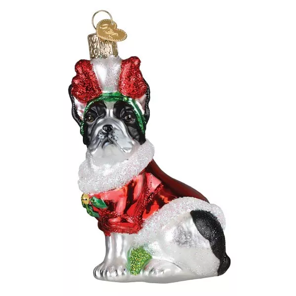 Old World Christmas - Holiday French Bulldog Ornament - Multicolored